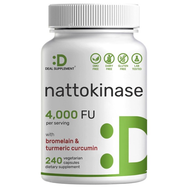 Nattokinase Supplement 4,000 FU Per Serving, 240 Veggie Capsules –