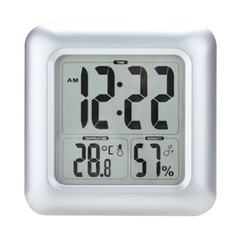 BALDR LCD Waterproof Bathroom Clock for Bath and Shower, Wall Mounted, Suction Cups, Digital Displays Time, Temperature, and Indoor Relative Humidity