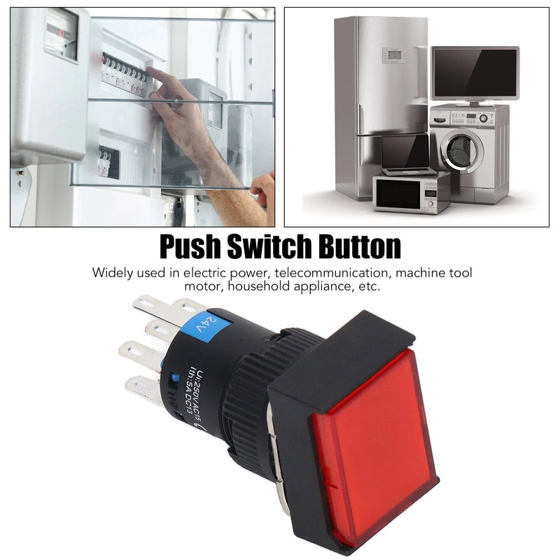 25 Pcs Push Button Switch Light Indicate Self Locking Long