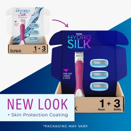 Schick Hydro Silk Schick Hydro Silk TrimStyle Razor for Women with Bikini Trimmer | 5-Blade Womens Razor with Trimmer, 2-in-1 Waterproof Pubic Hair Trimmer & Razor | 1 Handle & 3 Razor Blade Refills