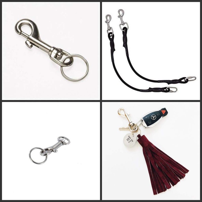 Universal Key Ring, 4 Keyrings, Car, Silver, Multi-Purpose Carabiner, Keychain,