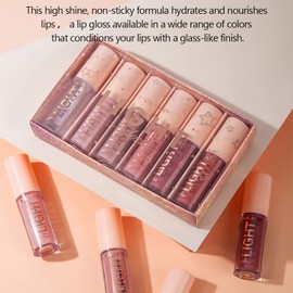 6 x lip gloss, shimmer and shine, lip gloss for fuller-looking lips, moisturising, for naturally shiny lips, lifter gloss, moisturising lip gloss with boosting effect (02)