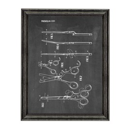 Hair Cutting Scissors Patent Art Chalkboard Print in a Black Wood Frame (8.5" x 11") M13675