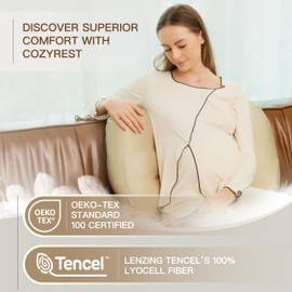 Pregnancy Pillow for Sleeping, Washable 100% TENCEL Lyocell Cover, Adjustable Travel Wedge Pillow for Side Sleepers, Silky Breathable, Cooling Maternity Body Pillow, Pregnancy Must Haves, Green