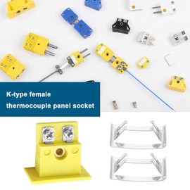 OTOTEC 4 Sets K Type Thermocouple Wire Connectors with Panel,Yellow Mini Socket with Panel Installation,21mm x 24mm x 14mm MPJ-K-F
