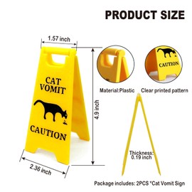 2PC Cat Vomit Sign,Cat Warning Sign Decoration,Cat Decor Funny Gag Gifts,Cat Vomit Sign Desk Decoration Funny Gift,Funny Cat Signs Decor,Best Cat Gifts For Cat Lovers And Cat Decorations