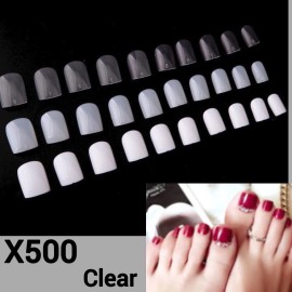 Unbranded 500pcs Clear Acrylic Gel DIY Nail Art Full False Foot Toe Nail Art Tips