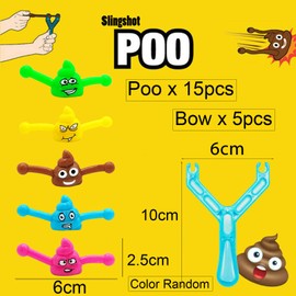 20pcs Poo Slingshot Toy,Funny Catapult Poo Slingshot Prank Toys for Kids and Adults,Poo Stress Toy Funny Poo Mochi Squishy Toys for Birthday Joke Prank Present Christmas Stocking Filler Toys