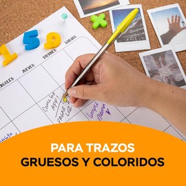 Bolígrafos BIC Cristal Intenso - Punta extra gruesa 1.6 mm - Tinta tipo gel de trazo suave - Surtido 10 colores