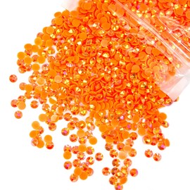 qiipii 2700PCS 4mm Orange AB Resin Rhinestones for Crafting Orange Red AB Flatback Jelly Stones Bulk SS16 Diamonds Gems Charms for Nails Face Eyes Makeup Body Tumblers DIY Crafts Decor Clothes Shoes