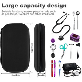 Jetclutch Stethoscope Case, Stethoscope Storage Box, Portable Shockproof Stethoscope Travel Bag, Heavy-Duty Stethoscope Storage Bag, Lightweight Stethoscope Case for Nurses Doctors(black)