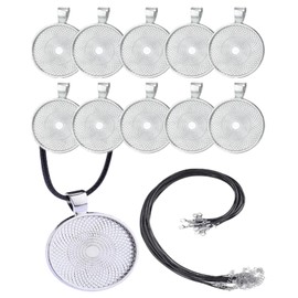 S.fields.inc Meal Plate Set of 10 with Leather Strap, Accessory Parts, Resin Pendant, Handmade, 1.0 inches (25 mm), Plated