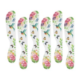 UPware 6 Inch Cheese and Butter Spreader 6-Piece Melamine Multipurpose Cheese Spreaders for Cream, Cheese, Jelly, Mayo, Frosting, Sandwich, Cheese Spreader Set (Rose Garden)