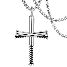 Gothic Cross Necklace for Men Boys Women，Stainless Steel Punk Cross Pendant Necklace,Silver Cross Pendant Chain 22-24 Inches