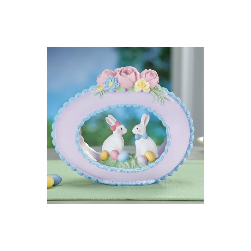 Collections Etc Hand-Painted Pastel Easter Bunny Egg Tabletop Decoration