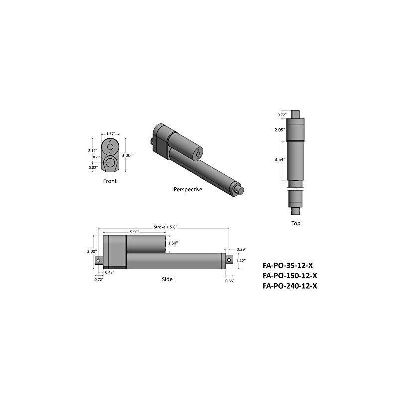 Firgelli Automations 6" Stroke Feedback Linear Actuator 150lbs Force