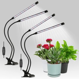 iPower Full Spectrum Clip Plant Growing Lamp with 84 White Red LEDs for Indoor Plants, 3 Modes Timing Function & 5 Dimmable Levels
