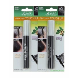 KISS QUICK COVER GRAY HAIR TOUCH UP MASCARA Brush-in COLOR BGC04 (2PACK) Jet BLK