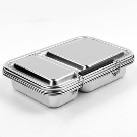Rilli Premium Stainless Steel Lunch Box for Children and Adults with 2 x Compartments - BPA Free - Tasteless, Dishwasher Safe, Reusable, Unbreakable