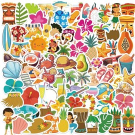 Summer Beach Stickers Pack of 100 Trendy Waterproof Beach Surfing Stickers for Laptop Guitar Luggage Car Skateboard Scrapbook Bicycle Vinyl Funny Beach Travel Theme Stickers for Children Adults