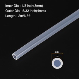 Rebower 6.6ft 1/8" ID x 5/32" OD Silicone Tubing Clear 3mm x 4mm Industrial Plastic Tubing Pure Silicone Hoses for Pump Siphoning Draining Irrigation Brewing