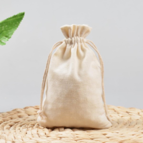 BrigBrim Cotton Muslin Bags,White Mini Lightweight Gift Bags Breathable Pouches