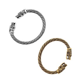 Opexicos 2Pcs Retro Men's Nordic Viking Stainless Steel Viking Faucet Bracelet Punk Men Pagan Apprentice Bracelet Party Amulet Gift