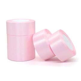 1-1/2 inch 125 Yard Pink Ribbon,Arts Crafts Sewing 25 Yard Each Roll Satin Ribbon for Flower Bouquet Ribbons for Christmas Tree DIY Decoration (Pink, 1-1/2 inch,Pack of 5)