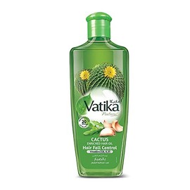 Aceite capilar enriquecido con cactus de Vatika Naturals - Control de la caída del cabello y fortalecimiento - Nutre el cuero cabelludo y las raíces -
