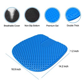 TONINT Large Gel Seat Cushion for Long Sitting with Non-Slip Cover,Soft & Breathable,Seat Cushion for Chair,Car,Office,Desk Chair,Wheelchair