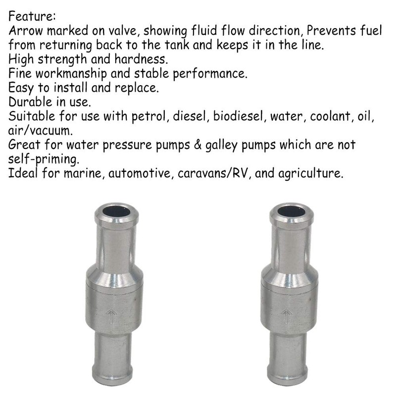 Acxico 2Pcs Brake Servo Booster No Return Inline Check Valve