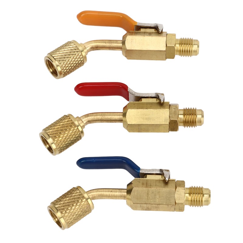 6PCS Refrigerant Angled Compact Ball Valve Fit for R410A R134A
