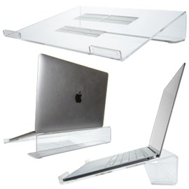 DuraClear Acrylic Laptop Stand for Desk - Ergonomic 2.5" Elevation Acrylic Computer Riser - Laptop Stand Accessory for up to 21" Laptops