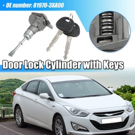 X AUTOHAUX 1 Set Front Door Lock Cylinder Set Kit with 2 Keys for Hyundai Elantra 2011-2016 1.8L 2.0L Left Driver Side Door Lock Set Tumbler with Key 81970-3XA00 819703XA00 LH Metal