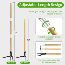 GANCHUN Stand Up Weed Puller Tool with Long Handle,Weed Puller with 4-Claw Steel Head & 3-Sectioal Pole Design,Garden Hand Weeding Tool - Easily Remove Weeds Without Bending, Pulling,or Kneeling