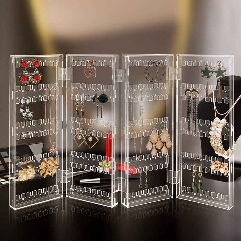 BELLE VOUS Foldable Acrylic Jewellery Stand - Organiser for 128