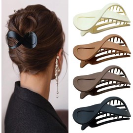 4Pcs Flat Hair Clips for Women, Matte Alligator Large Hair Claw Thick Thin Hair French Concord Flat Claw Clips, Matte Duck Billed Hair Clips for Styling Hair Barrettes Accessories for Women Girls Gifts