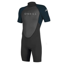O'Neill Men's Reactor-2 2mm Back Zip Short, Sleeve Spring Wetsuit, Black/Slate, Medium