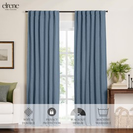 Elrene Home Fashions Harrow Solid Texture Blackout Single Window Curtain Panel, 52"x84", Blue