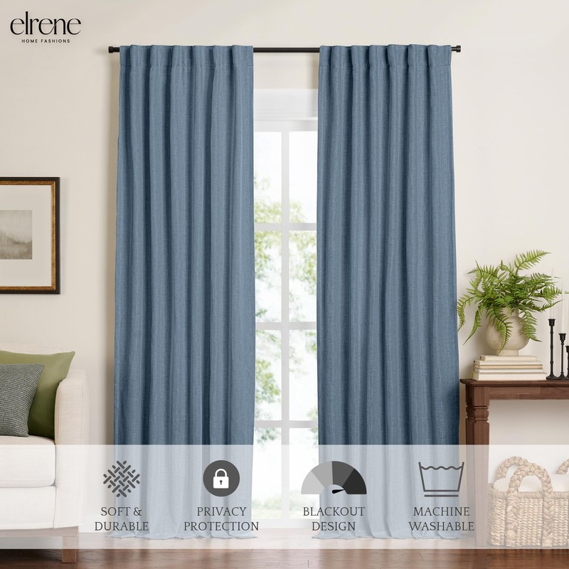 Elrene Home Fashions Harrow Solid Texture Blackout Single Window Curtain