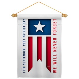 Angeleno Heritage 9/11 Day Garden Flag Set Wood Dowel Patriot World Planet Peace Environment Awareness United State American House Decoration Banner Small Yard Gift Double-Sided, Made in USA