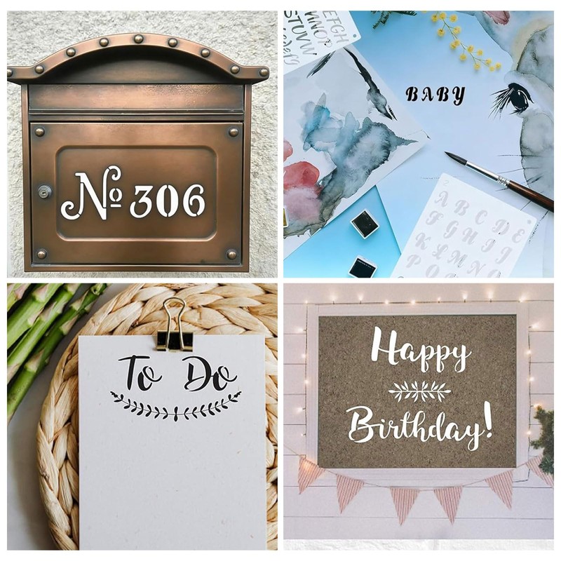 24Pcs Letter Stencils Set, Letter Stencils for Painting, Letters Stencils