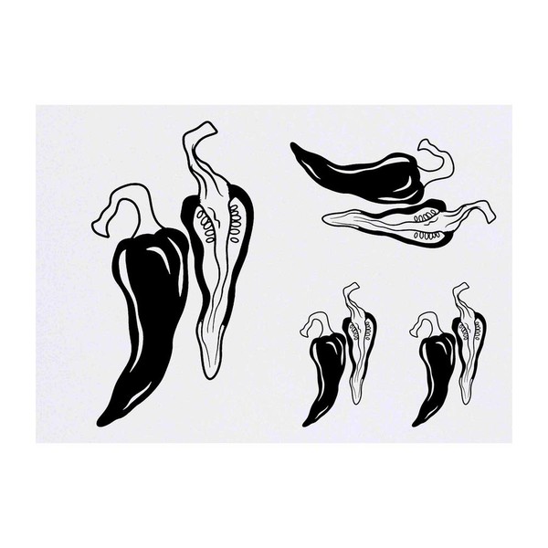 Azeeda 4 x 'Chilischoten' Temporäre Tattoos - Wasserfest, Hautfreundlich &