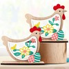 2PCS Easter Wooden Signs, Chicken Shape Natural Tabletop Decor Centerpiece