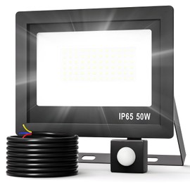 Realky Realky 50W LED Strahler mit Bewegungsmelder, 5000LM Au?enstrahler 6500K Superhell Au?en Scheinwerfer LED Fluter IP65 Wasserdichter Aussenlampe mit Bewegungsmelder fr Garten, Innenh?fe, Hinterhof