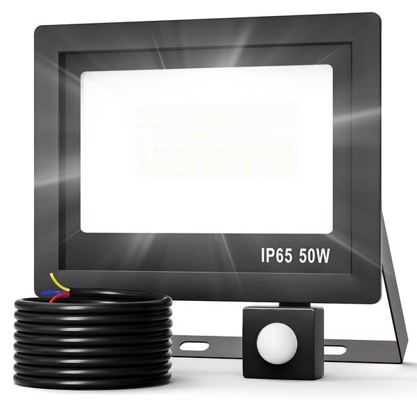 Realky Realky 50W LED Strahler mit Bewegungsmelder, 5000LM Au?enstrahler 6500K