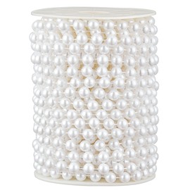 ZPEXRV 48 Feet Faux Pearl Beads Garland 8mm Craft String Pearls for Wedding Centerpiece Christmas Tree and Flowers Decoration DIY (White)