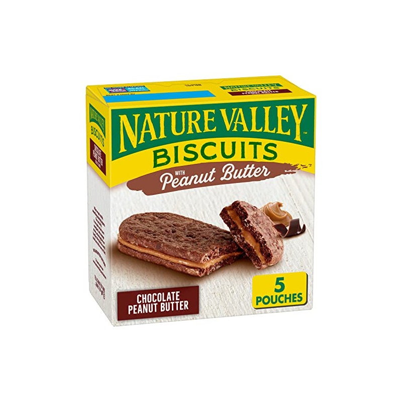 Nature Valley Biscuit Sandwiches, Chocolate Peanut Butter Snacks, 5 ct,