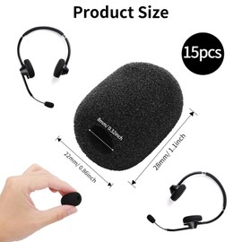 15 Pack Mini Foam Windscreen for Headset Microphone, Mic Foam Covers Mic Pop Filter Mic Protcet Sponge for Lavalier Microphones