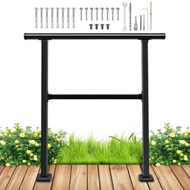 Horizontal Fence Guardrail Flat Railing Kit, Heavy Duty Outdoor Black Guard Rail Flat Hand Railing for Porch, Balcony, Deck and Other Outdoor/Indoor Spaces (40", 4 feet)